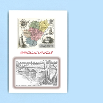 Cartes Postales impression Noir avec dpartement sur la ville de MARCILLAC LANVILLE Titre : pont sur la charente