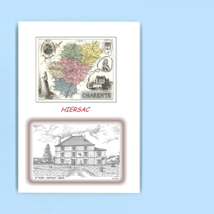 Cartes Postales impression Noir avec dpartement sur la ville de HIERSAC Titre : mairie