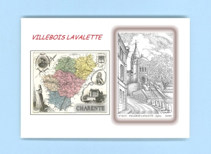 Cartes Postales impression Noir avec dpartement sur la ville de VILLEBOIS LAVALETTE Titre : eglise