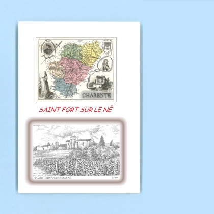 Cartes Postales impression Noir avec dpartement sur la ville de ST FORT SUR LE NE Titre : vue