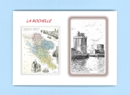 Cartes Postales impression Noir avec dpartement sur la ville de LA ROCHELLE Titre : tour st nicolas