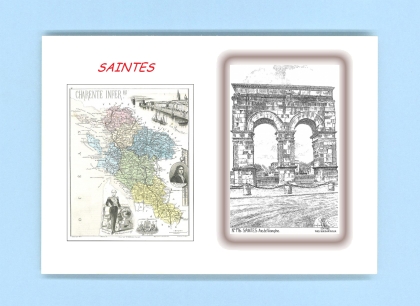 Cartes Postales impression Noir avec dpartement sur la ville de SAINTES Titre : arc de triomphe