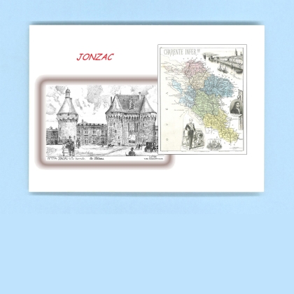 Cartes Postales impression Noir avec dpartement sur la ville de JONZAC Titre : le chateau