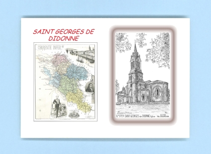 Cartes Postales impression Noir avec dpartement sur la ville de ST GEORGES DE DIDONNE Titre : eglise