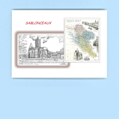 Cartes Postales impression Noir avec dpartement sur la ville de SABLONCEAUX Titre : abbaye