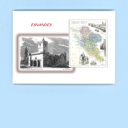 Cartes Postales impression Noir avec dpartement sur la ville de ESNANDES Titre : eglise