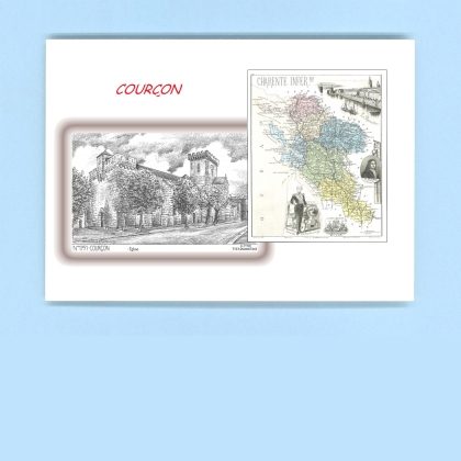Cartes Postales impression Noir avec dpartement sur la ville de COURCON Titre : eglise