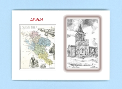Cartes Postales impression Noir avec dpartement sur la ville de LE GUA Titre : eglise