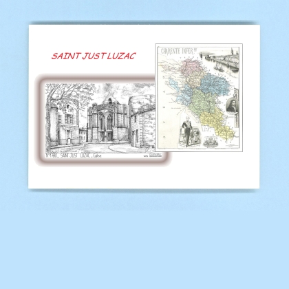 Cartes Postales impression Noir avec dpartement sur la ville de ST JUST LUZAC Titre : eglise