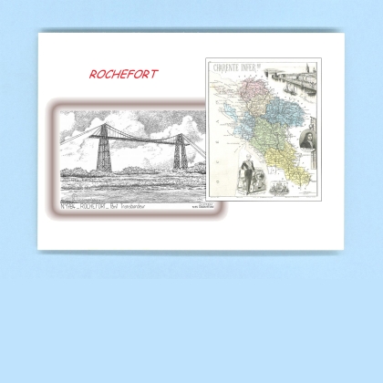 Cartes Postales impression Noir avec dpartement sur la ville de ROCHEFORT Titre : pont transbordeur