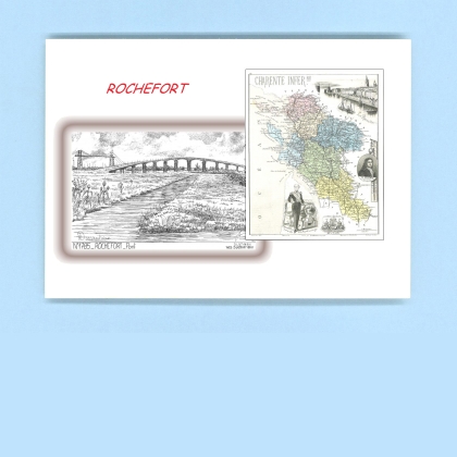 Cartes Postales impression Noir avec dpartement sur la ville de ROCHEFORT Titre : pont