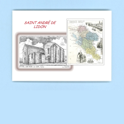 Cartes Postales impression Noir avec dpartement sur la ville de ST ANDRE DE LIDON Titre : eglise