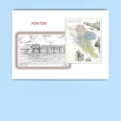 Cartes Postales impression Noir avec dpartement sur la ville de PONTON Titre : 