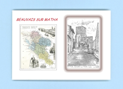 Cartes Postales impression Noir avec dpartement sur la ville de BEAUVAIS SUR MATHA Titre : eglise
