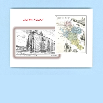 Cartes Postales impression Noir avec dpartement sur la ville de CHERMIGNAC Titre : eglise