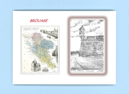 Cartes Postales impression Noir avec dpartement sur la ville de BROUAGE Titre : echauguette