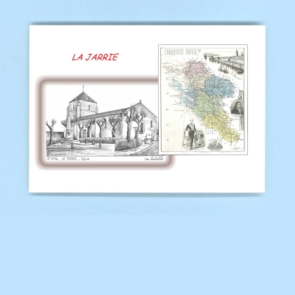 Cartes Postales impression Noir avec dpartement sur la ville de LA JARRIE Titre : eglise