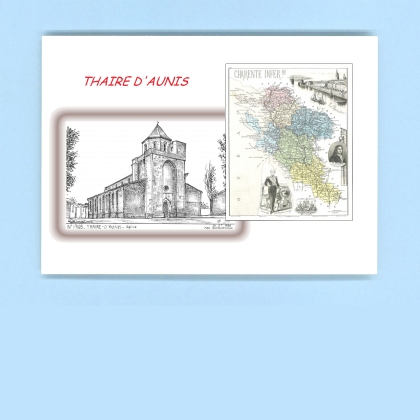 Cartes Postales impression Noir avec dpartement sur la ville de THAIRE D AUNIS Titre : eglise