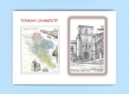 Cartes Postales impression Noir avec dpartement sur la ville de TONNAY CHARENTE Titre : eglise