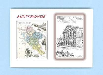 Cartes Postales impression Noir avec dpartement sur la ville de ST PORCHAIRE Titre : mairie
