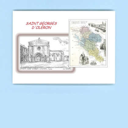 Cartes Postales impression Noir avec dpartement sur la ville de ST GEORGES D OLERON Titre : eglise