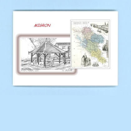 Cartes Postales impression Noir avec dpartement sur la ville de MIGRON Titre : lavoir