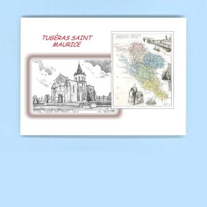 Cartes Postales impression Noir avec dpartement sur la ville de TUGERAS ST MAURICE Titre : eglise
