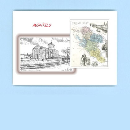 Cartes Postales impression Noir avec dpartement sur la ville de MONTILS Titre : eglise