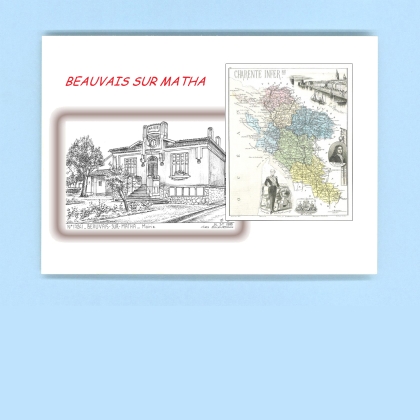Cartes Postales impression Noir avec dpartement sur la ville de BEAUVAIS SUR MATHA Titre : mairie
