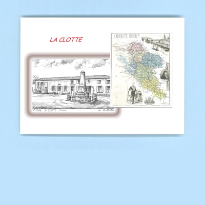 Cartes Postales impression Noir avec dpartement sur la ville de LA CLOTTE Titre : mairie