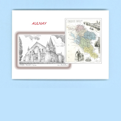 Cartes Postales impression Noir avec dpartement sur la ville de AULNAY Titre : eglise