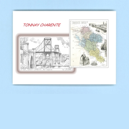 Cartes Postales impression Noir avec dpartement sur la ville de TONNAY CHARENTE Titre : pont suspendu