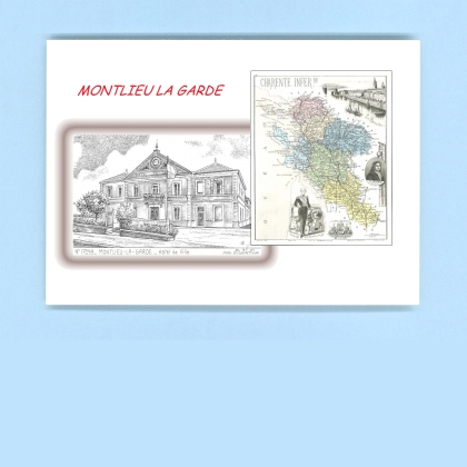 Cartes Postales impression Noir avec dpartement sur la ville de MONTLIEU LA GARDE Titre : hotel de ville