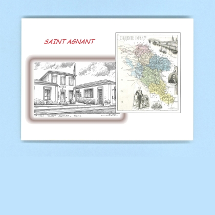 Cartes Postales impression Noir avec dpartement sur la ville de ST AGNANT Titre : mairie