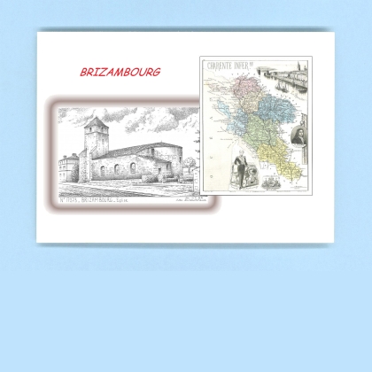 Cartes Postales impression Noir avec dpartement sur la ville de BRIZAMBOURG Titre : eglise
