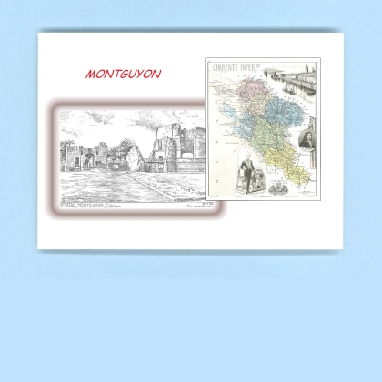 Cartes Postales impression Noir avec dpartement sur la ville de MONTGUYON Titre : chateau