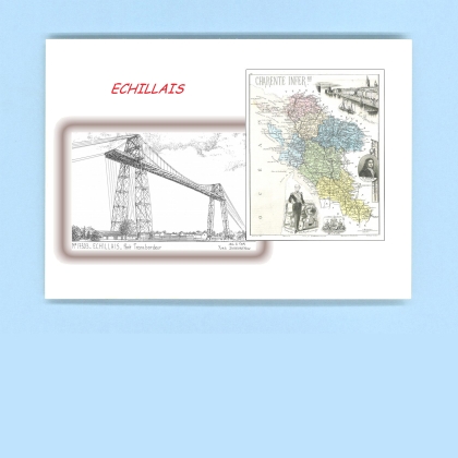 Cartes Postales impression Noir avec dpartement sur la ville de ECHILLAIS Titre : pont transbordeur