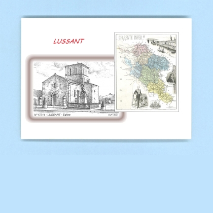 Cartes Postales impression Noir avec dpartement sur la ville de LUSSANT Titre : eglise