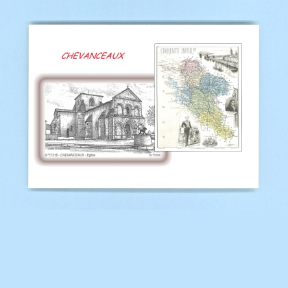 Cartes Postales impression Noir avec dpartement sur la ville de CHEVANCEAUX Titre : eglise