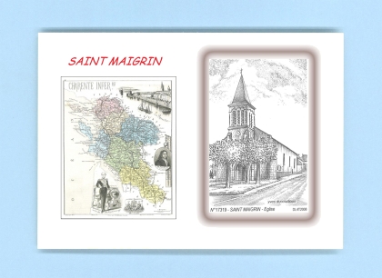 Cartes Postales impression Noir avec dpartement sur la ville de ST MAIGRIN Titre : eglise