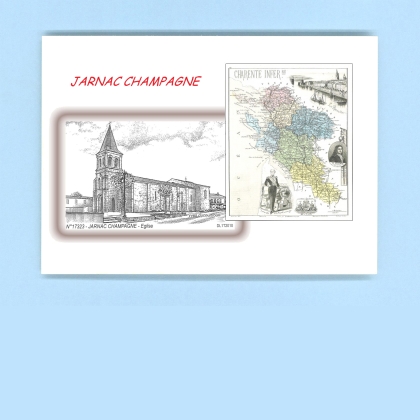 Cartes Postales impression Noir avec dpartement sur la ville de JARNAC CHAMPAGNE Titre : eglise
