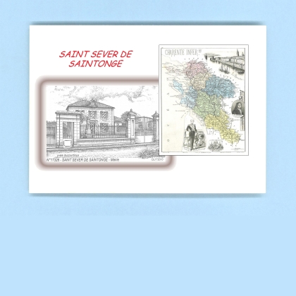 Cartes Postales impression Noir avec dpartement sur la ville de ST SEVER DE SAINTONGE Titre : mairie