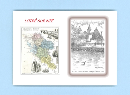 Cartes Postales impression Noir avec dpartement sur la ville de LOIRE SUR NIE Titre : etang et eglise