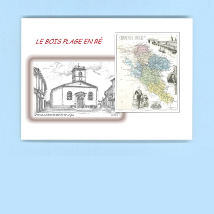 Cartes Postales impression Noir avec dpartement sur la ville de LE BOIS PLAGE EN RE Titre : eglise
