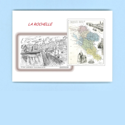Cartes Postales impression Noir avec dpartement sur la ville de LA ROCHELLE Titre : cale des bateaux des iles