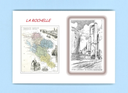 Cartes Postales impression Noir avec dpartement sur la ville de LA ROCHELLE Titre : tour st barthelemy