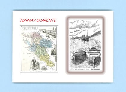 Cartes Postales impression Noir avec dpartement sur la ville de TONNAY CHARENTE Titre : le port