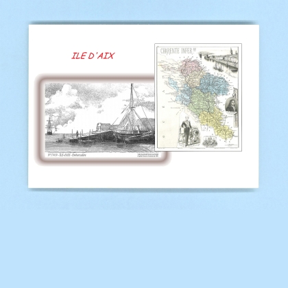 Cartes Postales impression Noir avec dpartement sur la ville de ILE D AIX Titre : embarcadere