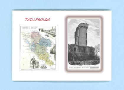 Cartes Postales impression Noir avec dpartement sur la ville de TAILLEBOURG Titre : tour du chateau
