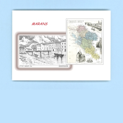 Cartes Postales impression Noir avec dpartement sur la ville de MARANS Titre : pont
